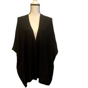 EILEEN FISHER Charcoal Gray Cozy Viscose Stretch Knit Boxy V-Neck Cardigan Large